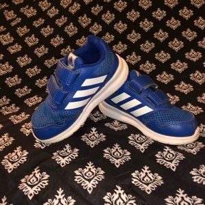 Blue and white Adidas toddler sneakers size 9 EUC